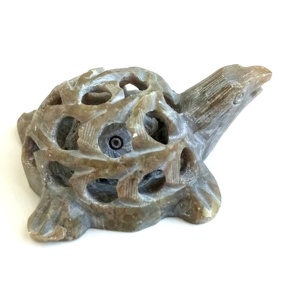 Soap Stone Hand Carved Turtle with Turtle Interior - Picture 8 of 12